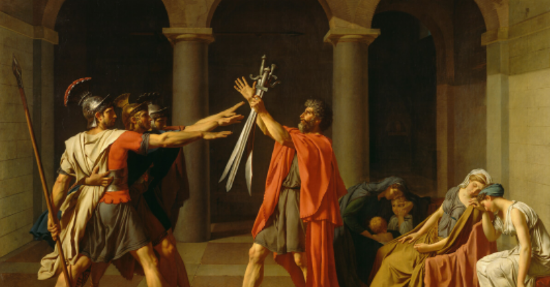 Le Serment des Horaces, chef-d’œuvre de Jacques-Louis David, incarnant la vertu civique de la révolution française